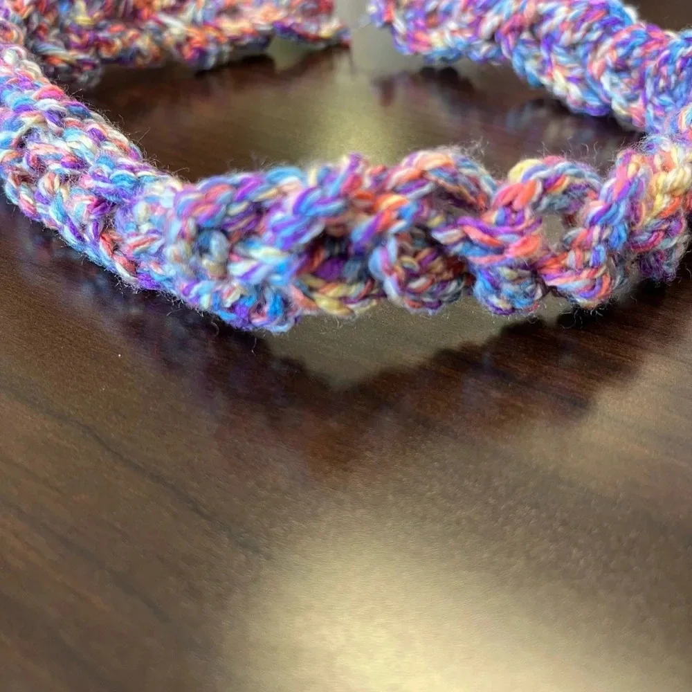 NWT Handmade Headband, crocheted stretchy multi-color, new